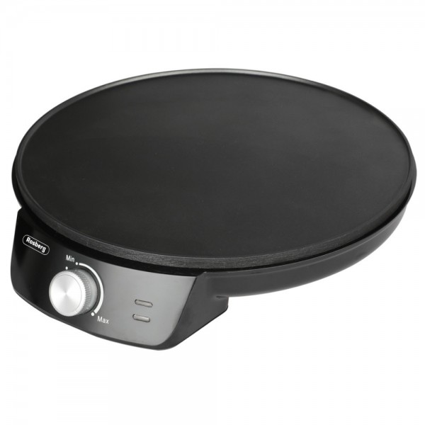 Уред за палачинки Rosberg R51323A, 1200W, Включен прибор, 30 см, Терморегулатор, Черен