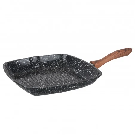 Грил тиган Goldmann GM-0924, 24×4,5 см, Мраморно покритие, Индукция, Черен