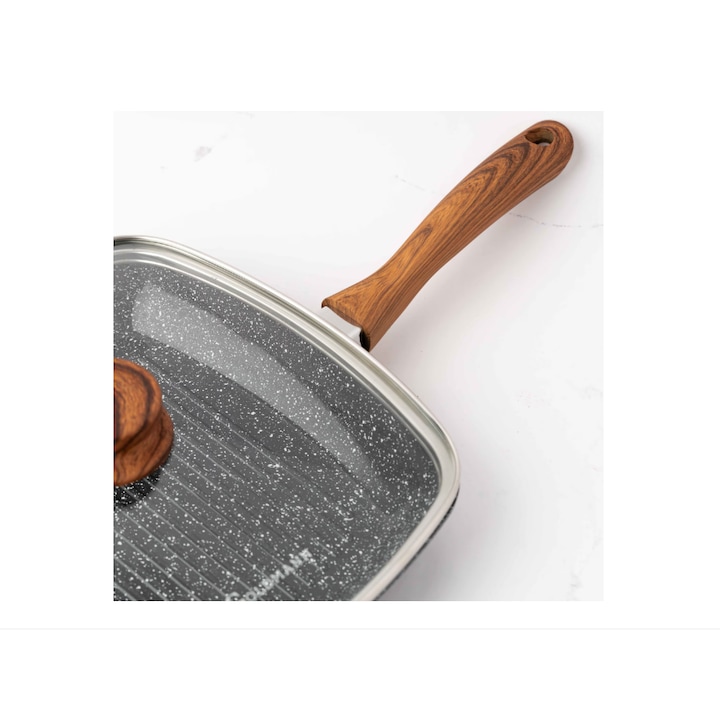 Грил тиган от лят алуминий със стъклен капак Goldmann GM0924L, 24x4.5cm, индукция - Image 2