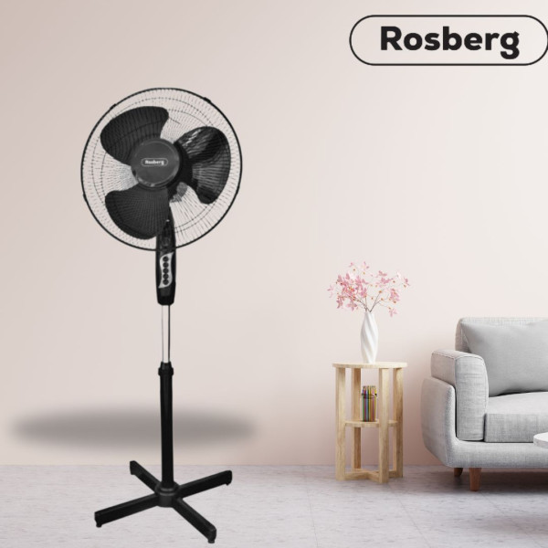 Вентилатор на стойка Rosberg R51760AL, 40W, 40 см, 3 степени, Регулиране на височината, черен - Image 3