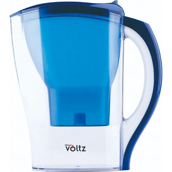 Кана за филтриране на вода Oliver Voltz OV51231A, 2.5 л, Сменяем филтър, До 2 месеца преди смяна, Без BPA, Син